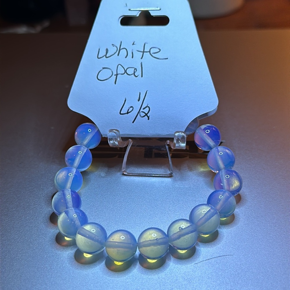 Hand Crafted White Opal Stretch Bracelet